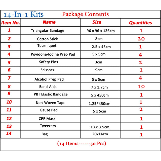 50pcs Portable First Aid Kit
