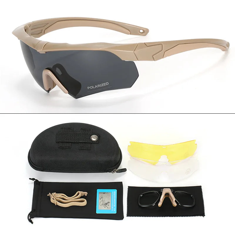 Polarized Tactical 3 Lens Set Glasses