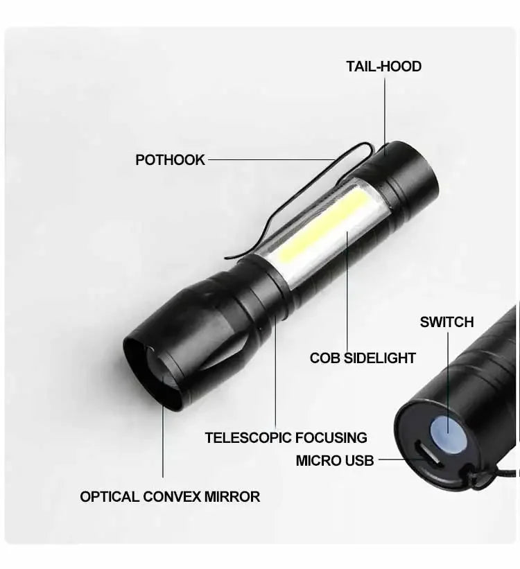 Mini Torch LED Rechargeable Flashlight