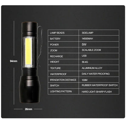 Mini Torch LED Rechargeable Flashlight